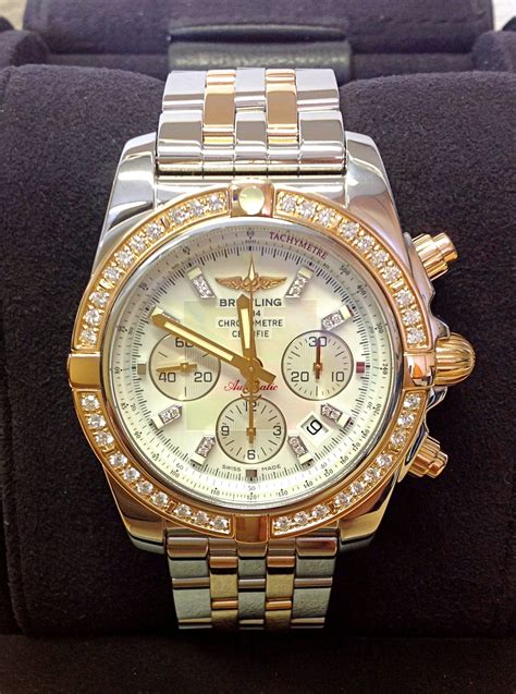 breitling gold bezel|Breitling diamond bezel men's watch.